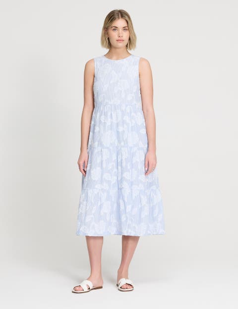 Hollie Sleeveless Tiered Midi Dress