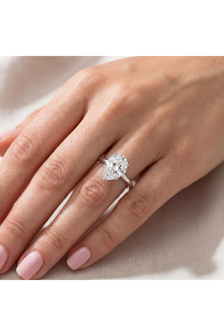 3CT Platinum Pear Shaped Diamond 6-Prong Solitaire Engagement Ring Lab Grown, Alternate, color, Platinum