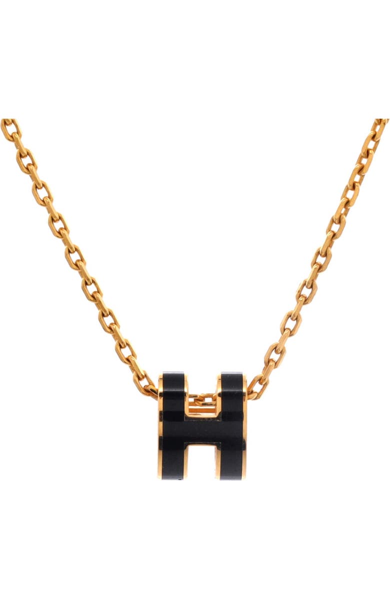 Pre-Owned Hermes Pop H Pendant Chain Necklace Metal and Enamel Mini, Main, color, Black