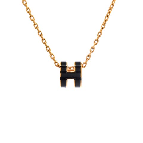 Pop H Pendant Chain Necklace Metal and Enamel Mini