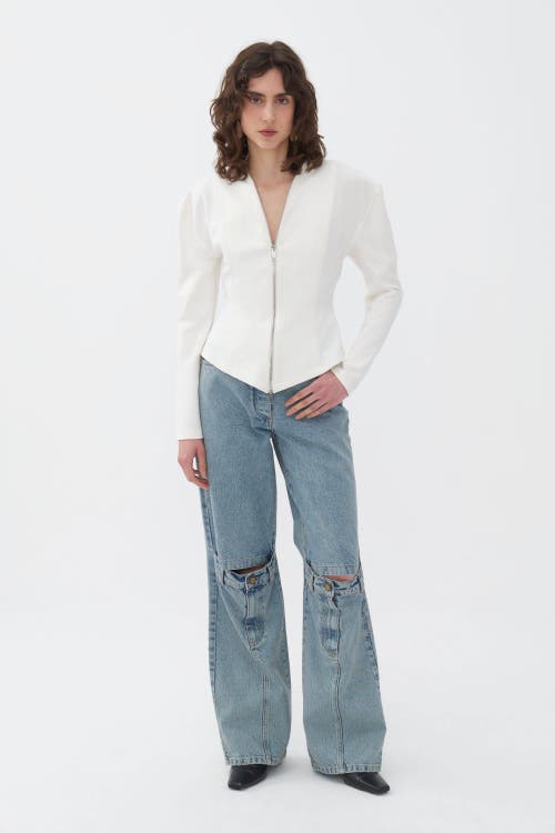 Nocturne Zipper Detailed Blouse In Ivory