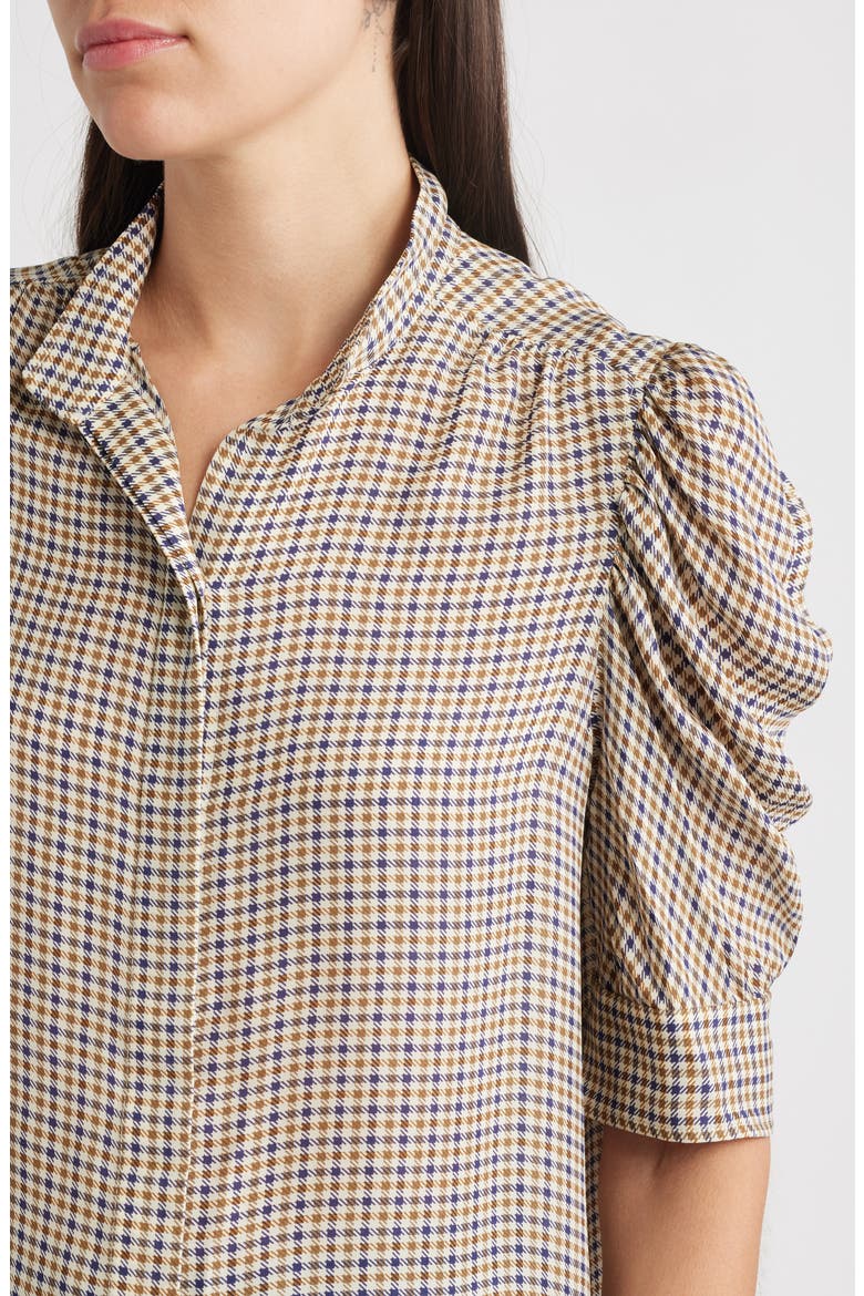 The Houndstooth Gillian Puff Sleeve Silk Top (Women) | Nordstrom