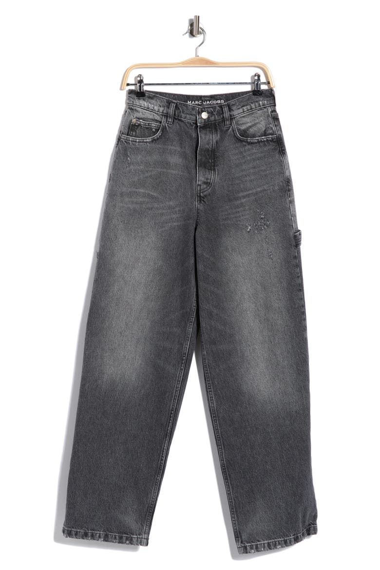 Charm Oversized Wide Leg Carpenter Jeans, Main, color, BLEACHED BLACK