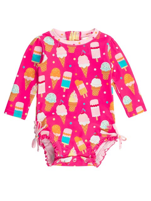 Toddler Girls Long Sleeve UPF50+ One Piece Rash Guard