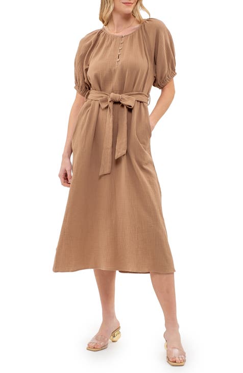 Puff Sleeve Midi Shirtdress