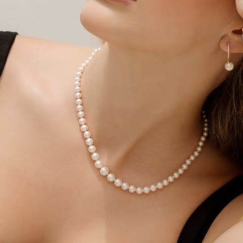 4.0-9.0mm White Freshwater Graduated Pearl Necklace