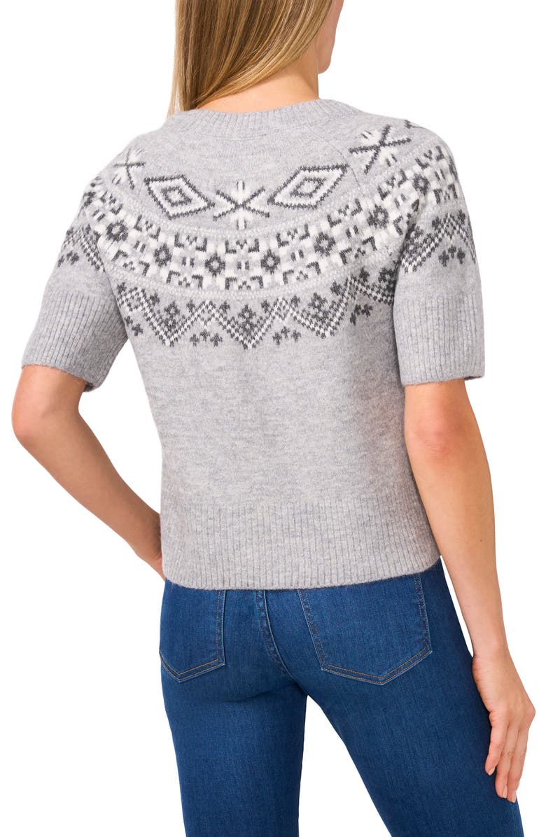 CeCe Fair Isle Short Sleeve Sweater, Alternate, color,
