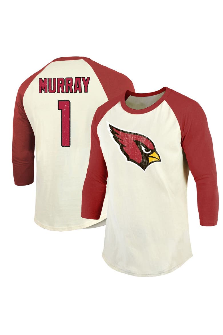 Men's Fanatics Branded Kyler Murray Cream/Cardinal Arizona Cardinals Vintage Player Name & Number Raglan 3/4-Sleeve T-Shirt, Main, color, Cream