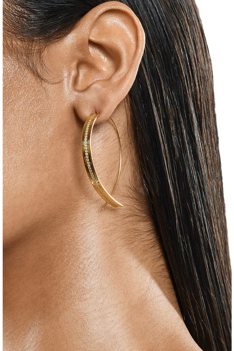 Vanity Upside Down Hoops, Alternate, color, YELLOW GOLD