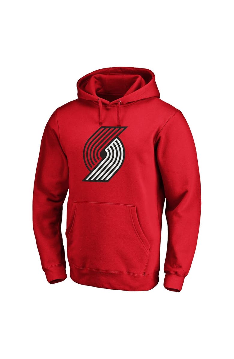 FANATICS Men's Fanatics Branded Red Portland Trail Blazers Icon Primary Logo Fitted Pullover Hoodie, Alternate, color, 
