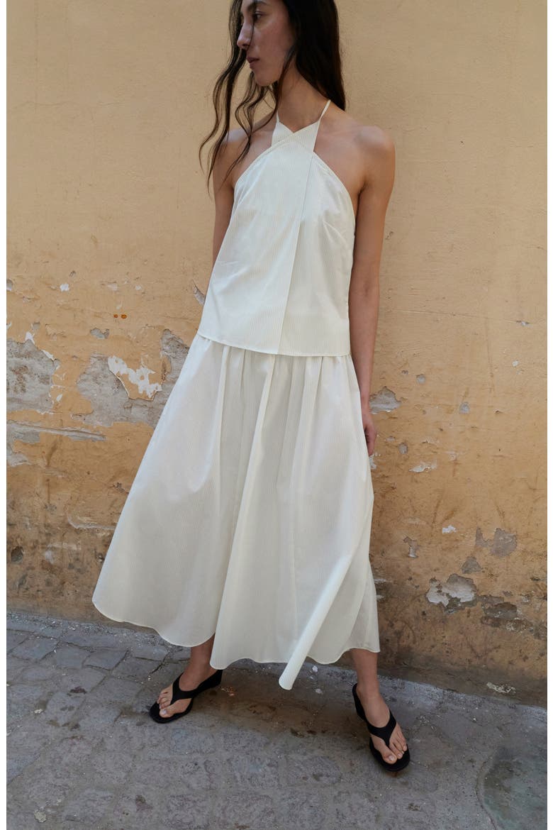 Flared Cotton Blend Maxi Skirt, Alternate, color, ECRU