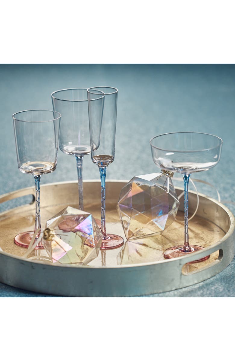 Zodax Sachi Set of 4 Red Wine Glasses, Alternate, color, Pink/ Blue