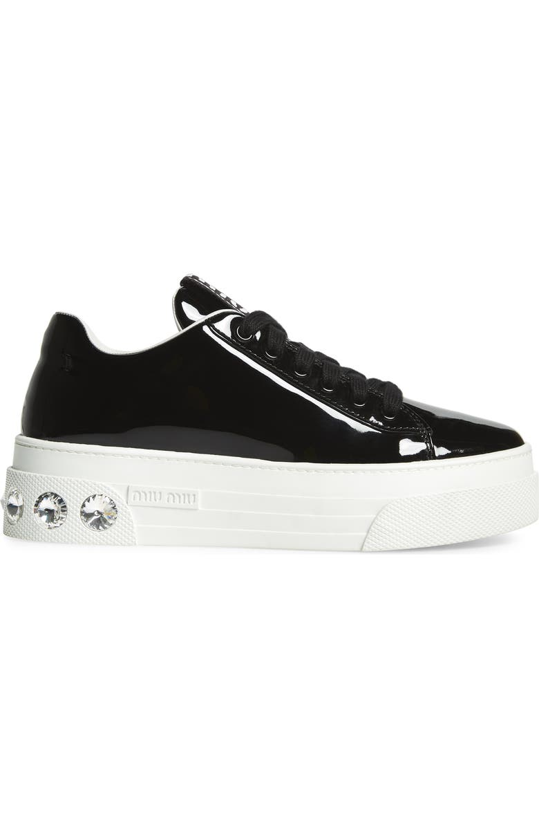 Miu Miu Crystal Detail Skate Platform Sneaker, Alternate, color,