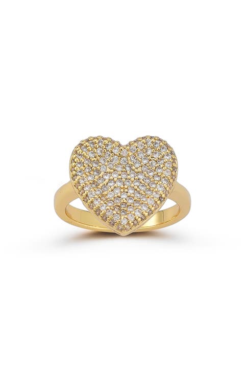 Pavé Cubic Zirconia Heart Ring