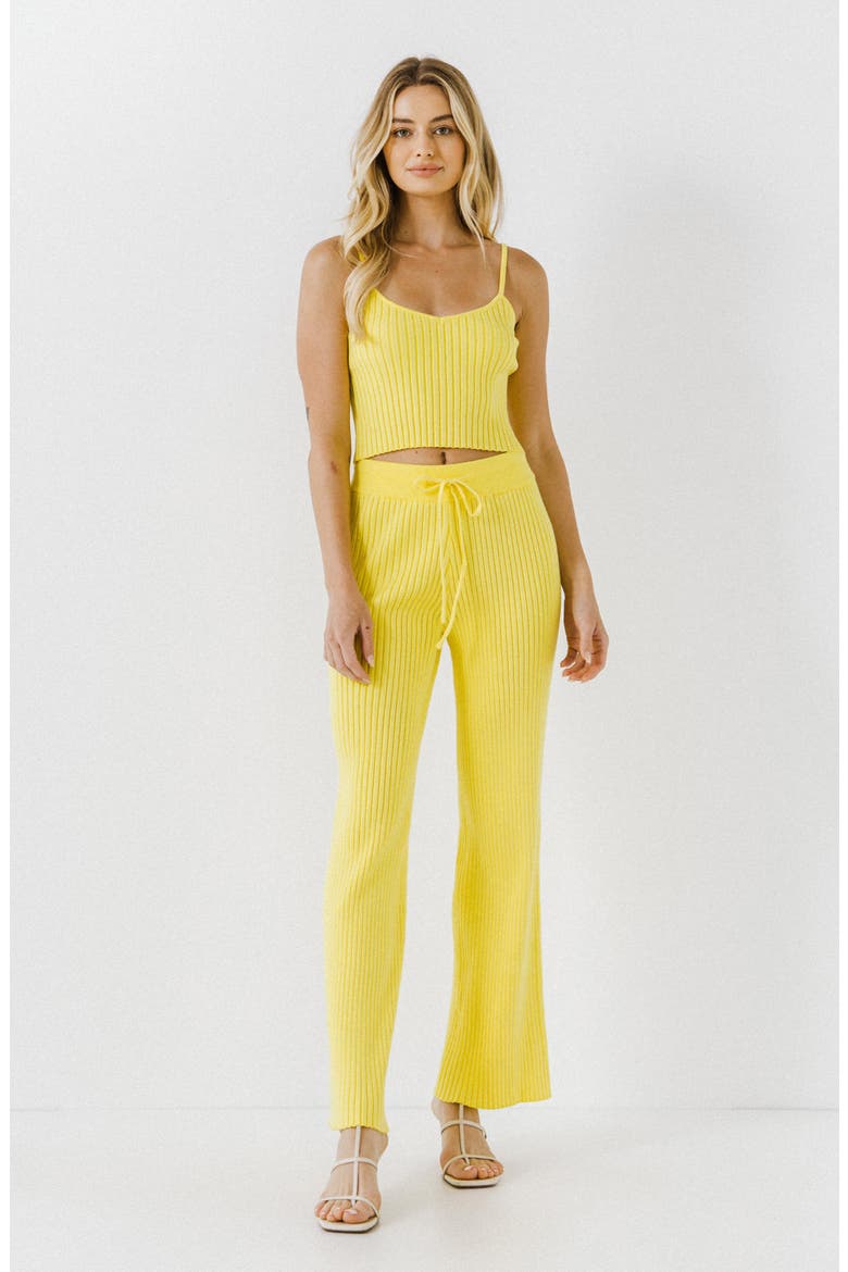 Ribbed Drawstring Pants, Alternate, color, LIME