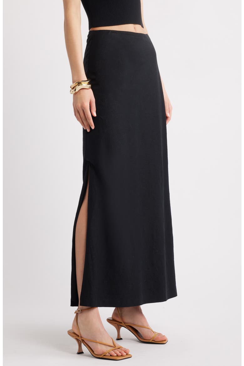 Linen Blend Skirt, Alternate, color, BLACK