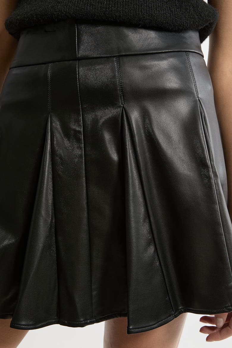 Faux Leather Flippy Mini Skirt, Alternate, color, Black