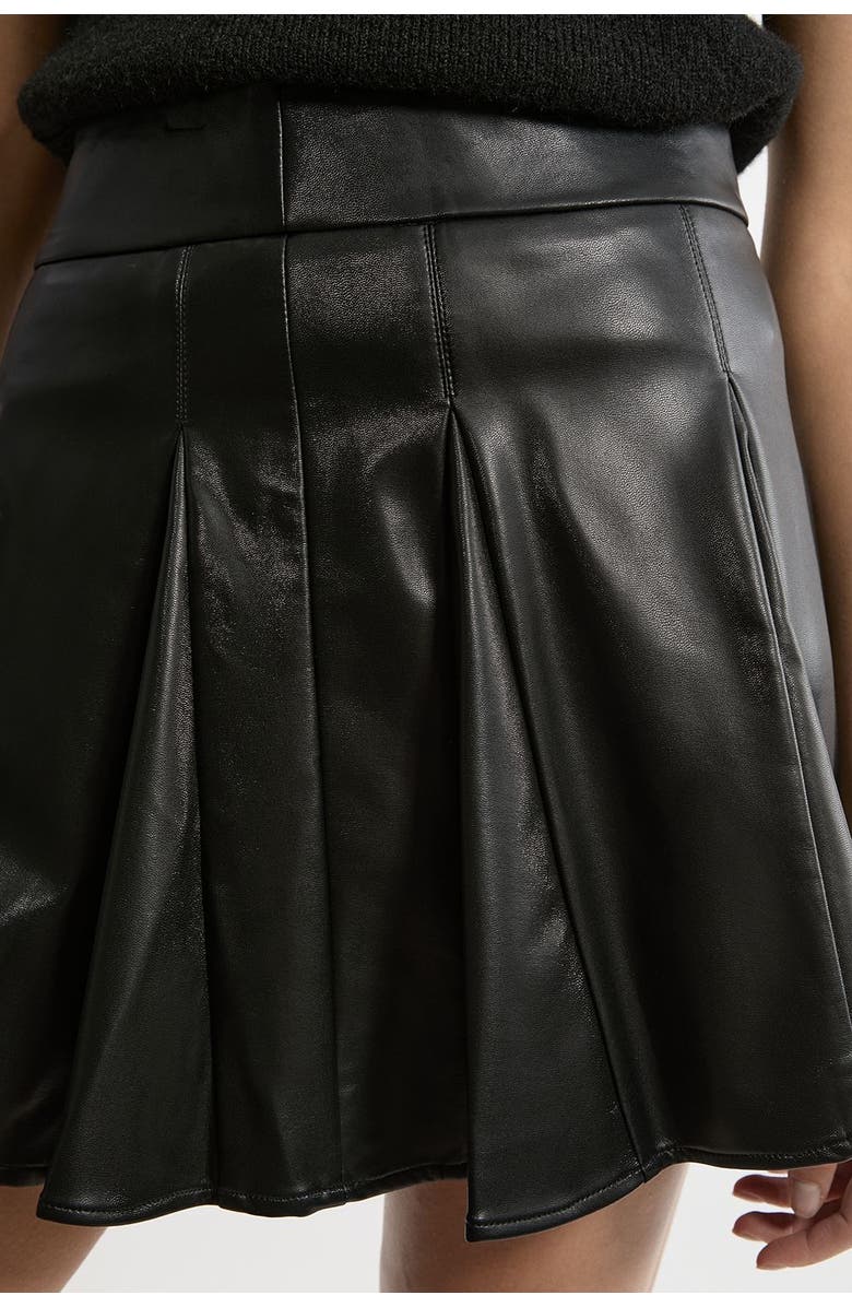 Karen Millen Faux Leather Flippy Mini Skirt, Alternate, color, Black