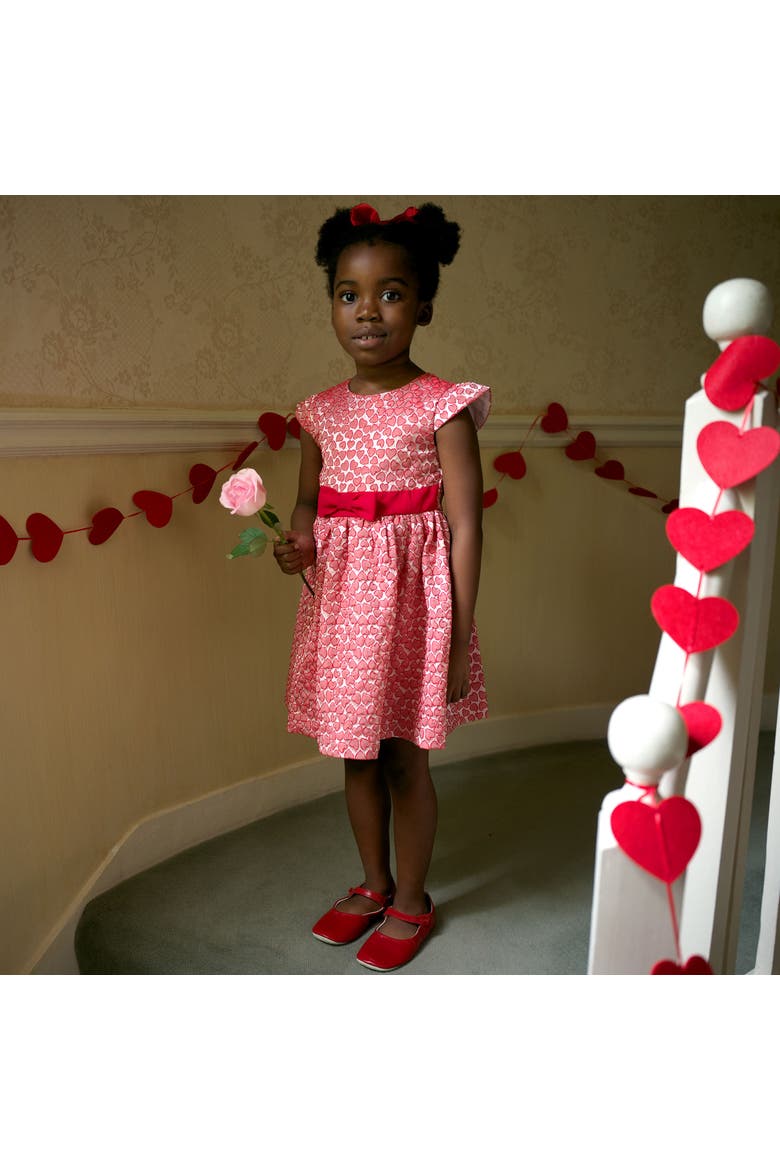 Heart Damask Dress, Alternate, color, Red