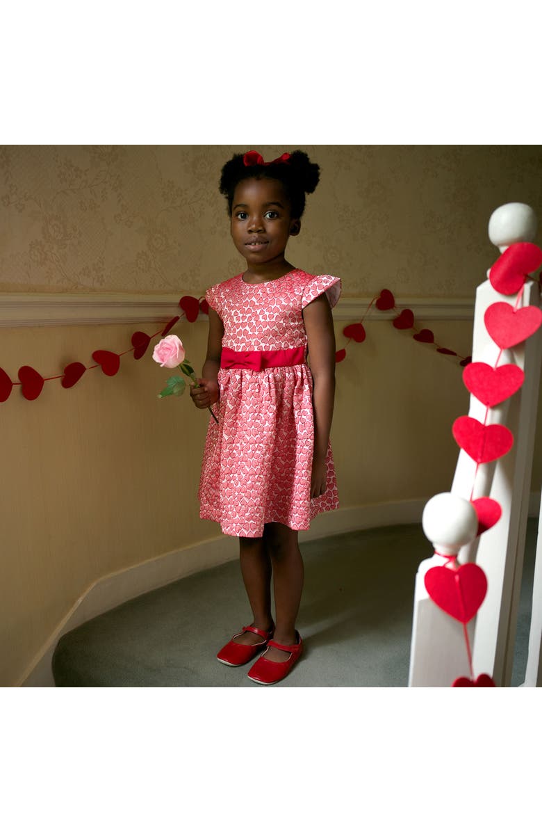 Rachel Riley Heart Damask Dress, Alternate, color, Red