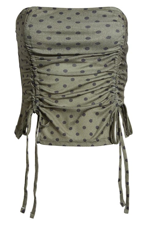 Polka Dot Double Ruched Bandeau Top