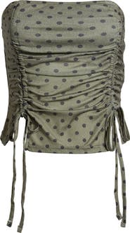 BDG Urban Outfitters Polka Dot Double Ruched Bandeau Top