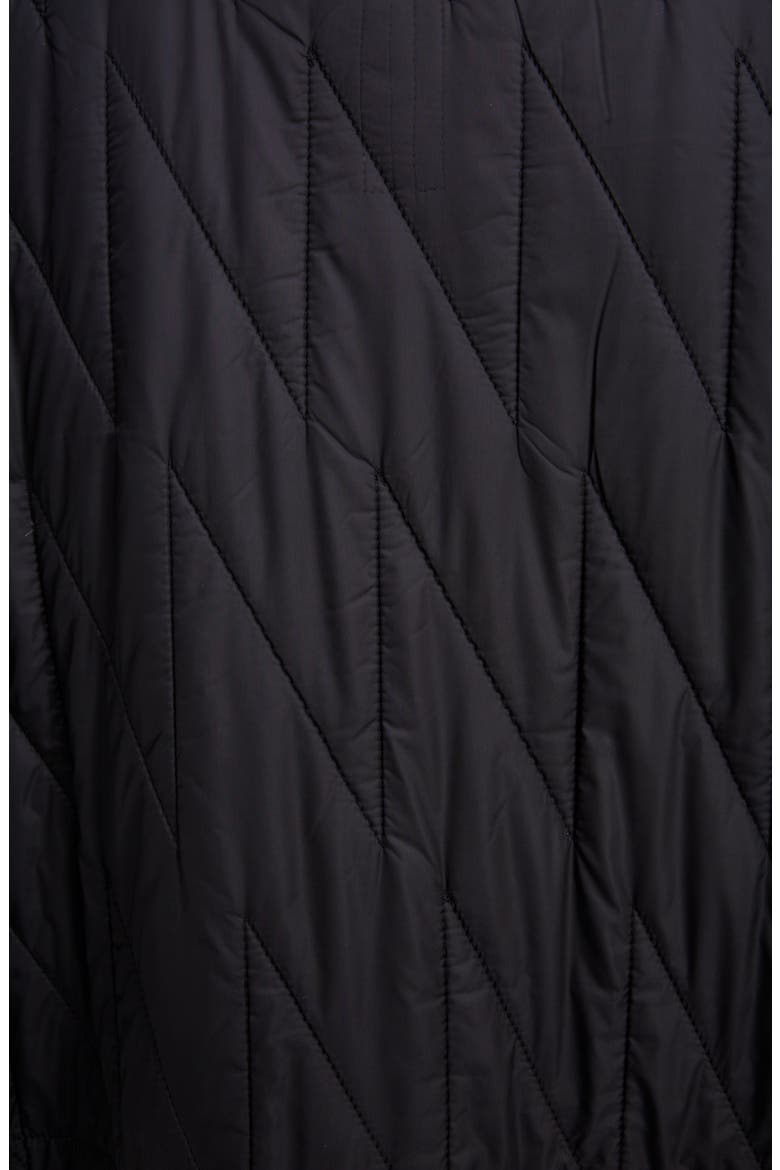 Suede Pocket Quilted Longline Jacket, Alternate, color, BLACK