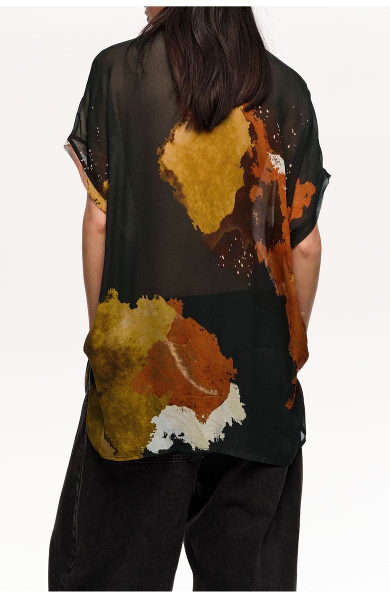 Bimba y Lola Blot Shirt With Flowing Sleeves, Alternate, color, Blot Xl Black