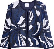 ST. JOHN Nancy Midcentury Scroll Jacquard Knit Jacket