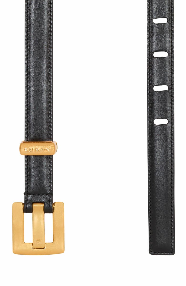 Balmain Anthem Narrow Leather Belt, Alternate, color, Black