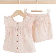 NEXT Floral Check Cotton Gauze Top & Shorts