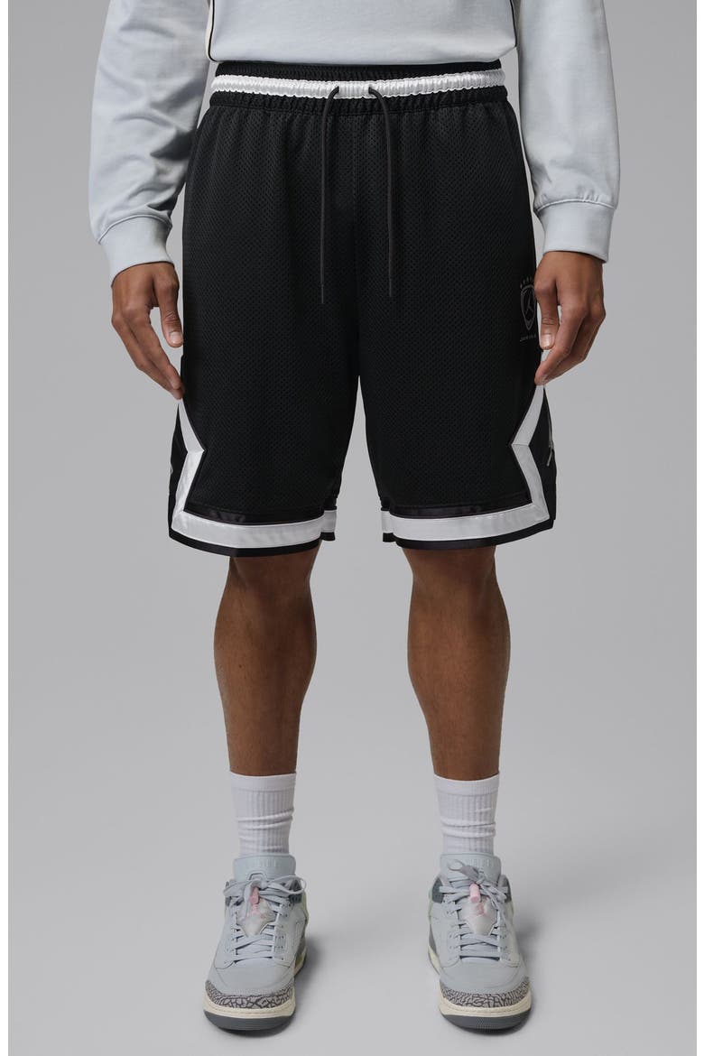 Dri-FIT Brooklyn Diamond Mesh Basketball Shorts, Main, color, BLACK/ METALLIC SILVER