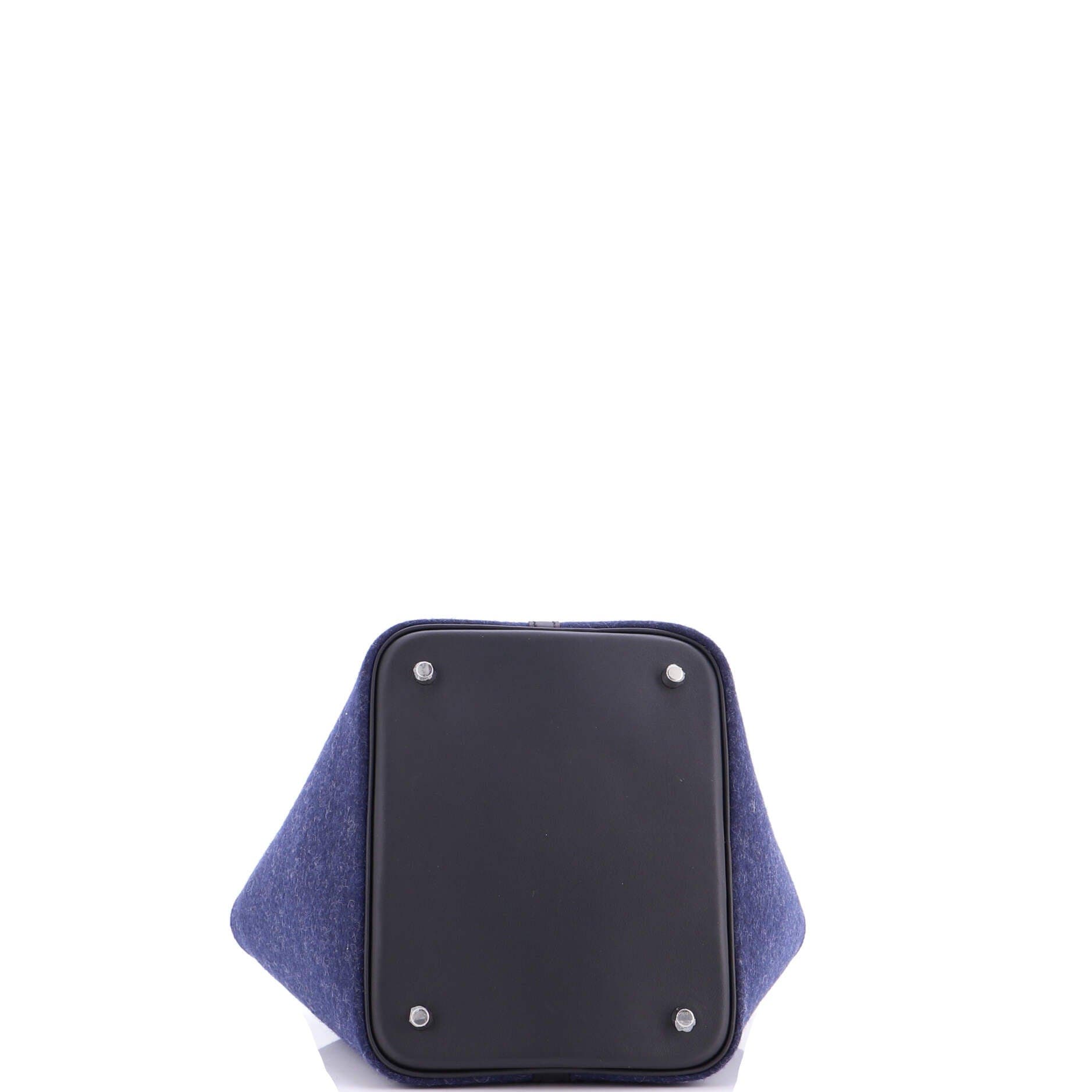 Pre-Owned Hermes Picotin Lock Bag Felt with Leather MM, Alternate, color, Bleu Nuit