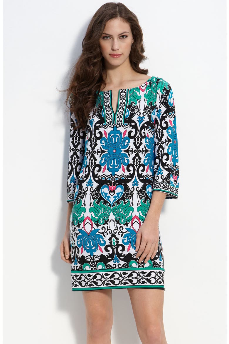 Print Jersey Shift Dress, Main, color, AZURE