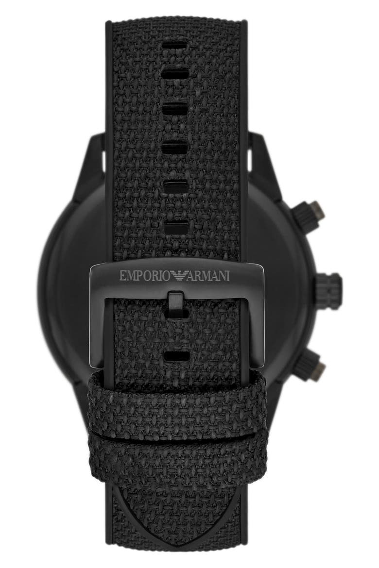 Quartz Chronograph Nylon Strap Watch, 43mm, Alternate, color, BLACK