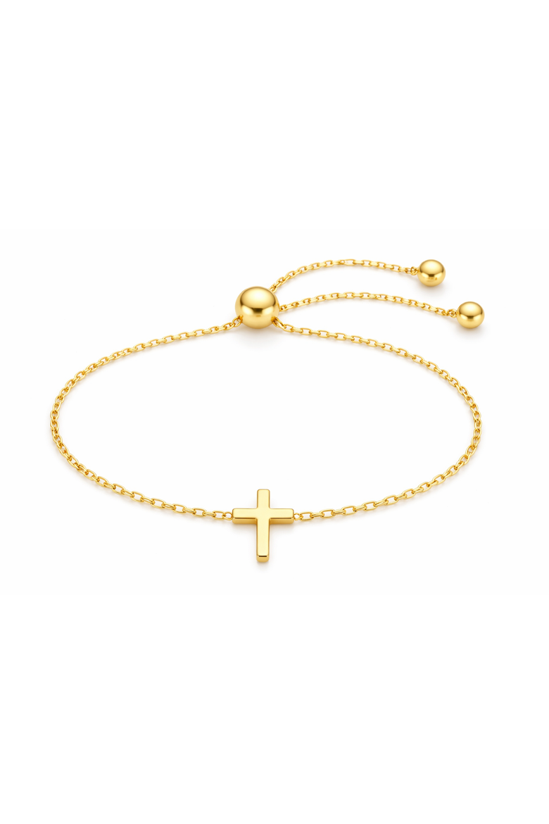 Gold-Tone Adjustable Cross Bracelet, Main, color, Gold