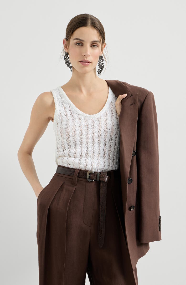 Brunello Cucinelli Dazzling cable top, Alternate, color, White