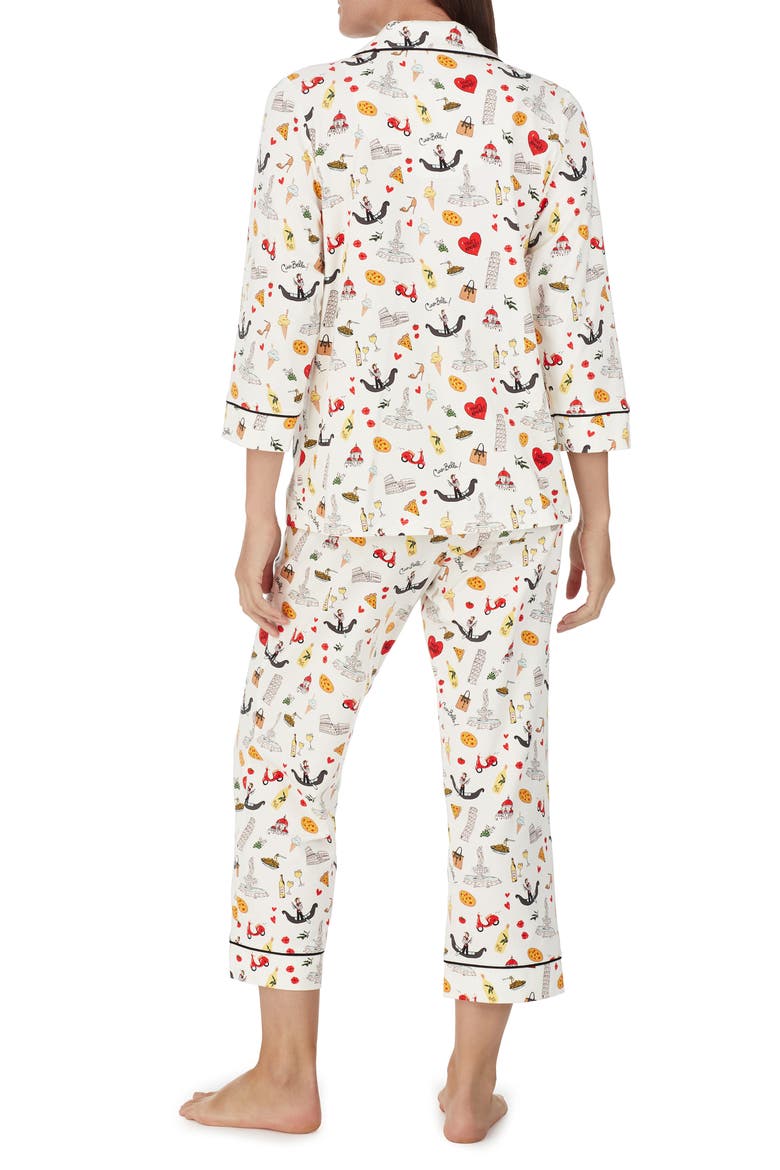 Italian Print Crop Stretch Organic Cotton Pajamas, Alternate, color, THATS AMORE