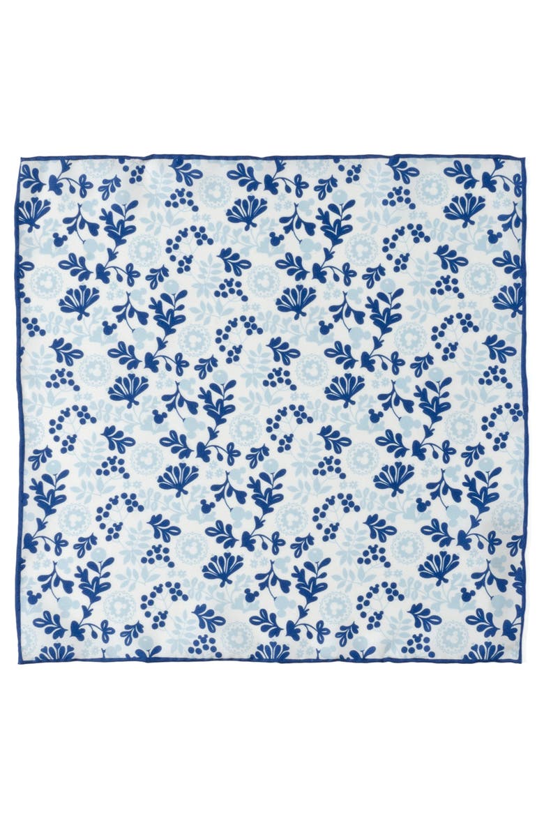 x Disney Mickey Floral Silk Pocket Square, Alternate, color, WHITE
