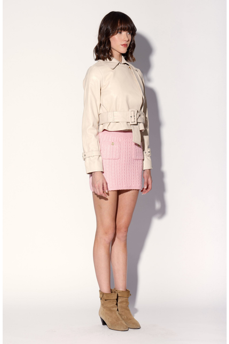 Rexa Short Leather Trench Jacket, Alternate, color, Oyster