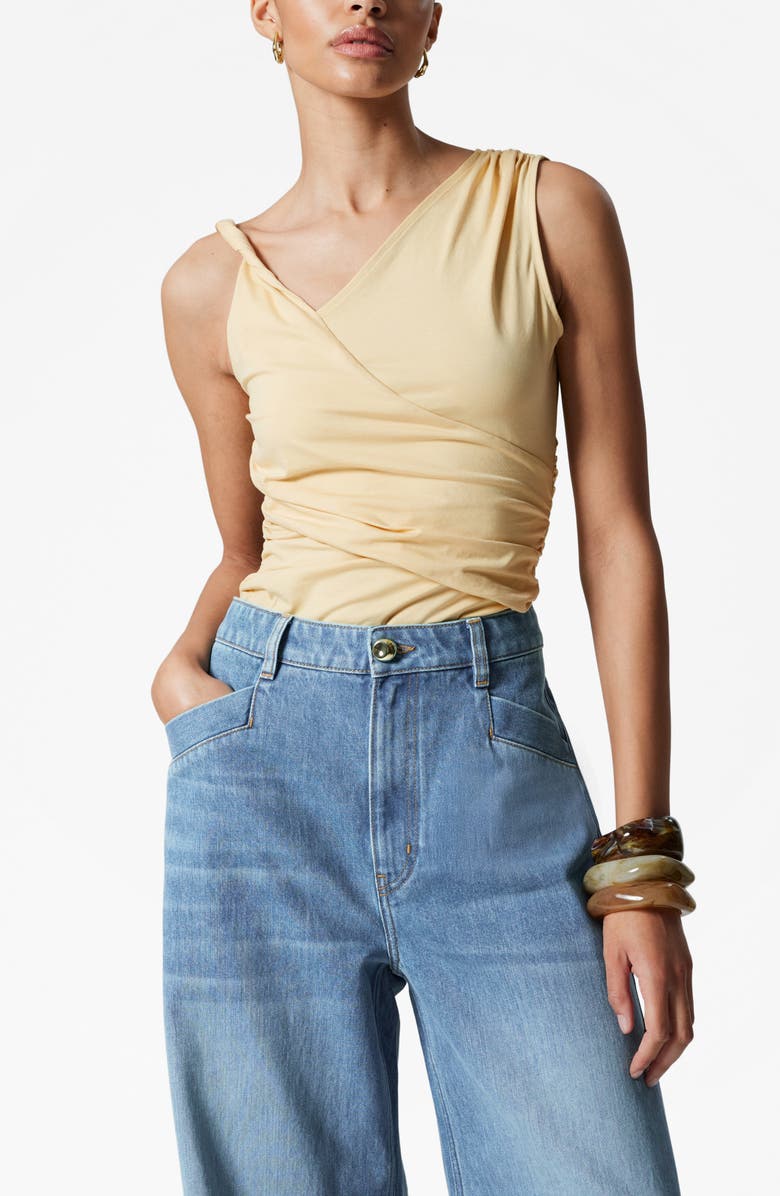 & Other Stories Asymmetric Drape Sleeveless Top, Main, color, Yellow Light