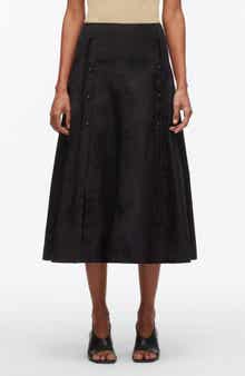 Tie Waist Button Midi Skirt