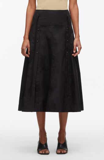 Tie Waist Button Midi Skirt