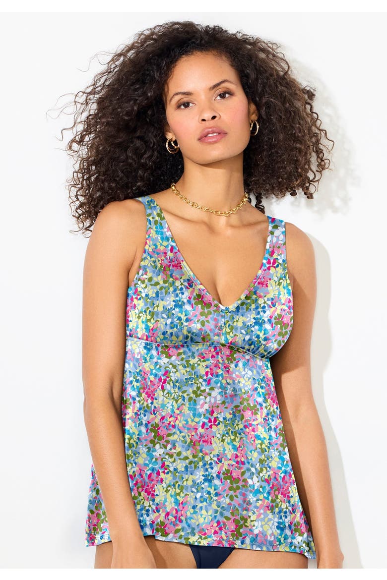V Neck Flowy Tankini Top, Alternate, color, Floral Ditsy