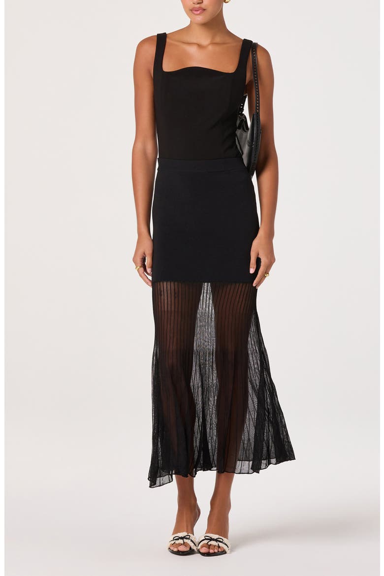 Contrast Knit Skirt, Alternate, color, BLACK