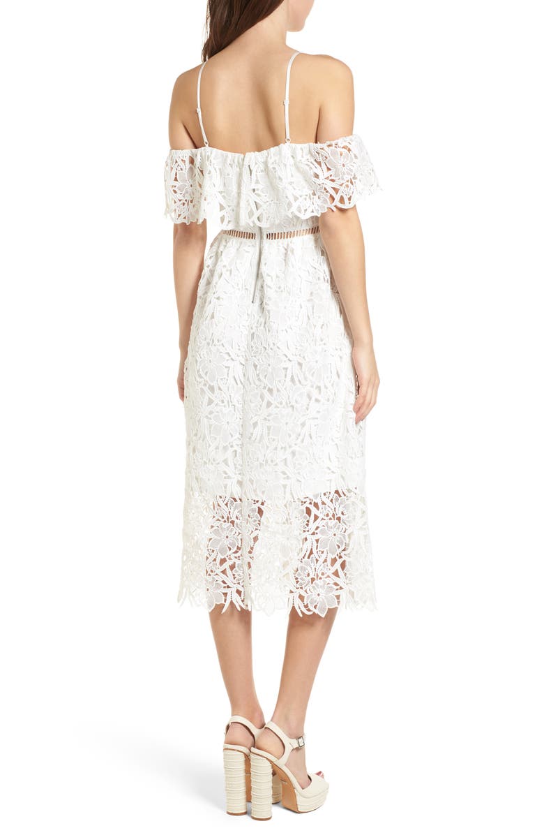 ASTR the Label Lace Off the Shoulder Midi Dress, Alternate, color, 