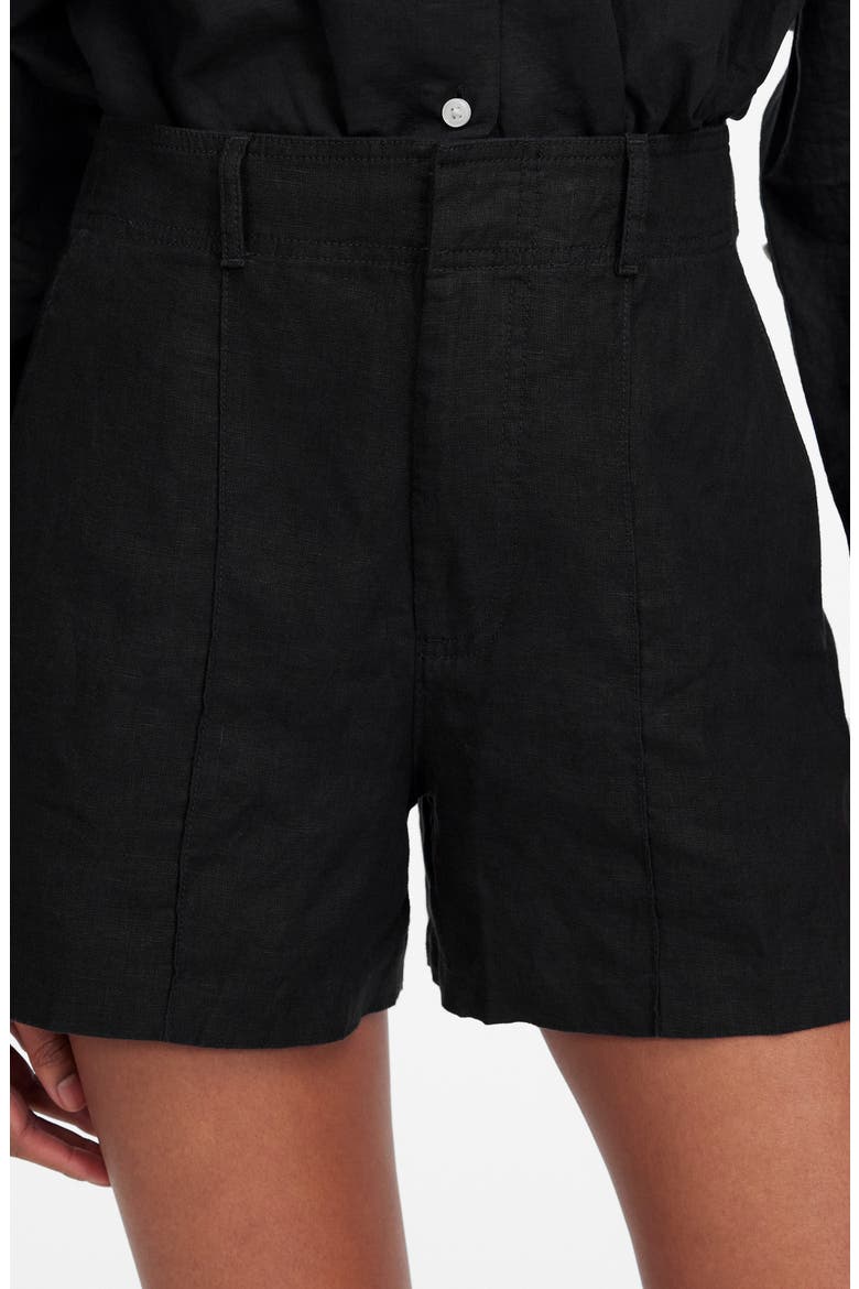 Linen Trouser Shorts, Alternate, color, JET BLACK
