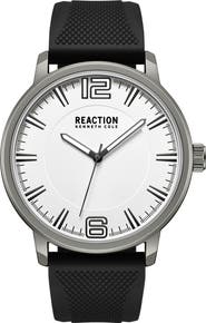 Kenneth Cole Reaction Classic Black Silicone Strap Watch, 44mm