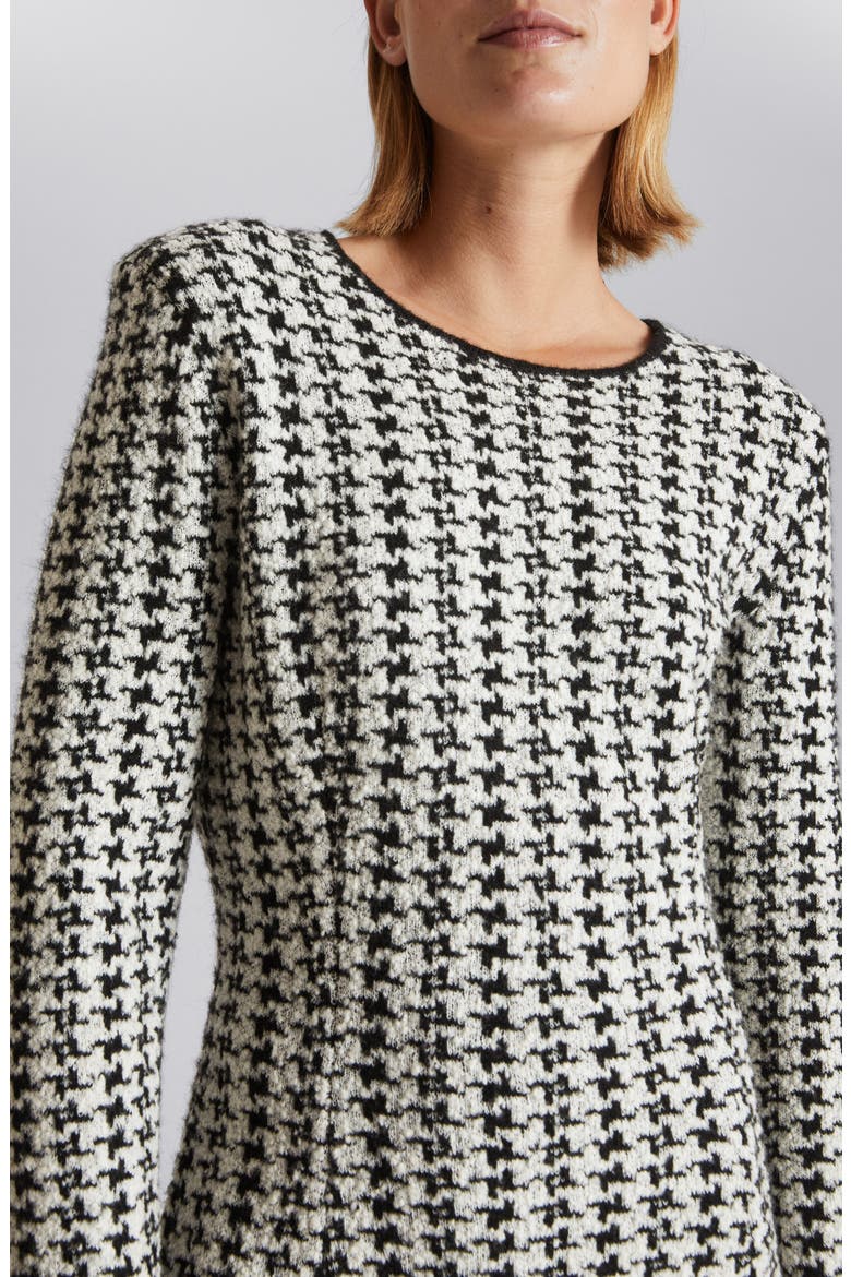 Houndstooth Long Sleeve Wool & Alpaca Blend Sweater Dress, Alternate, color, BLACK/ WHITE HOUNDTOOTH