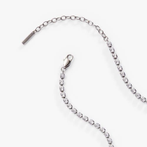 Alex And Ani Crystal Tennis Chain Necklace In Silver